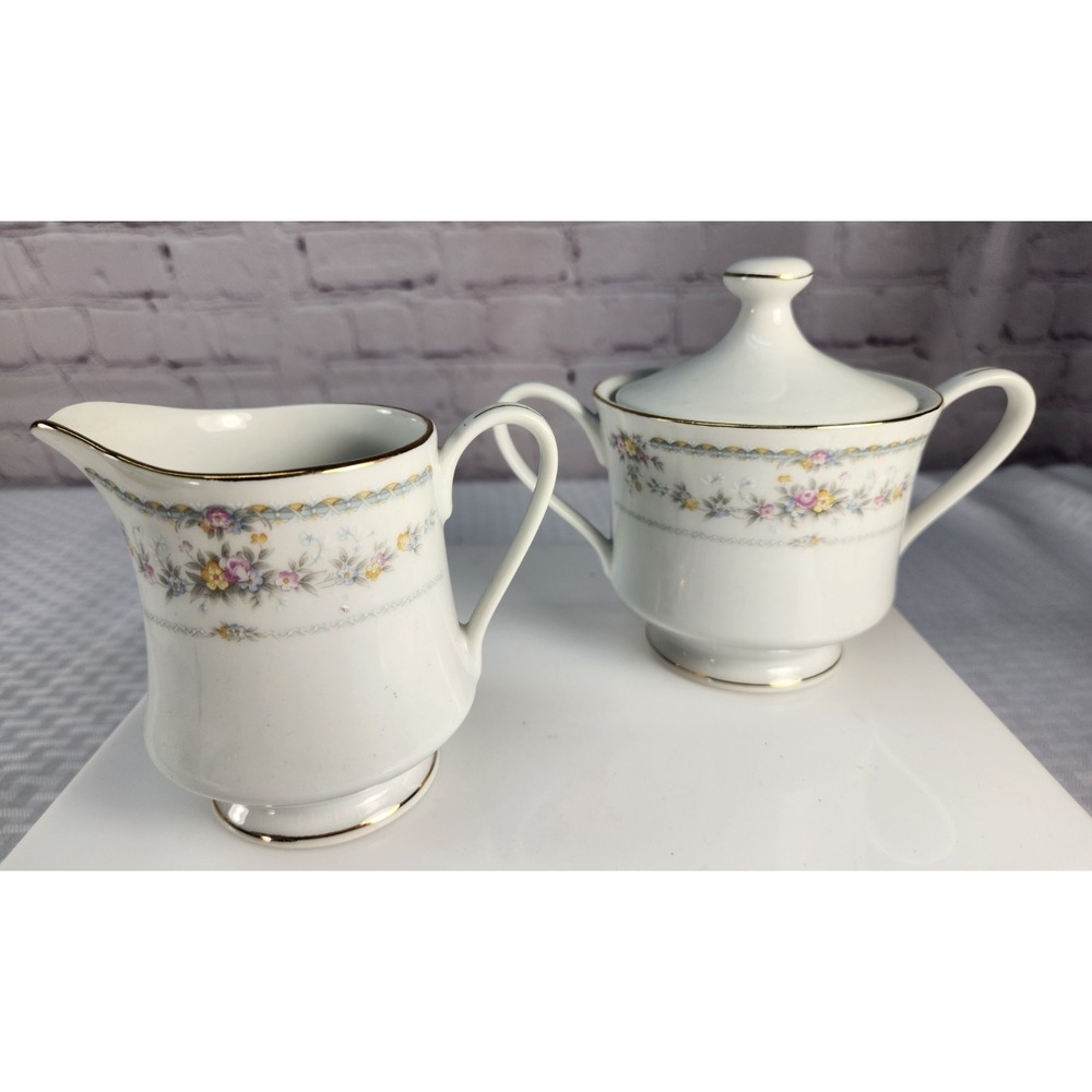 Baum Brothers Porcelain Cream and Covered Sugar Set Floral Pattern-Joy